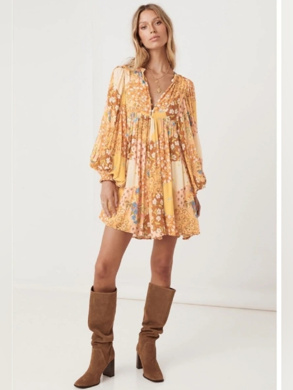 Spell~ Freda Boho Mini Dress (Amber) - Picture 3 of 13